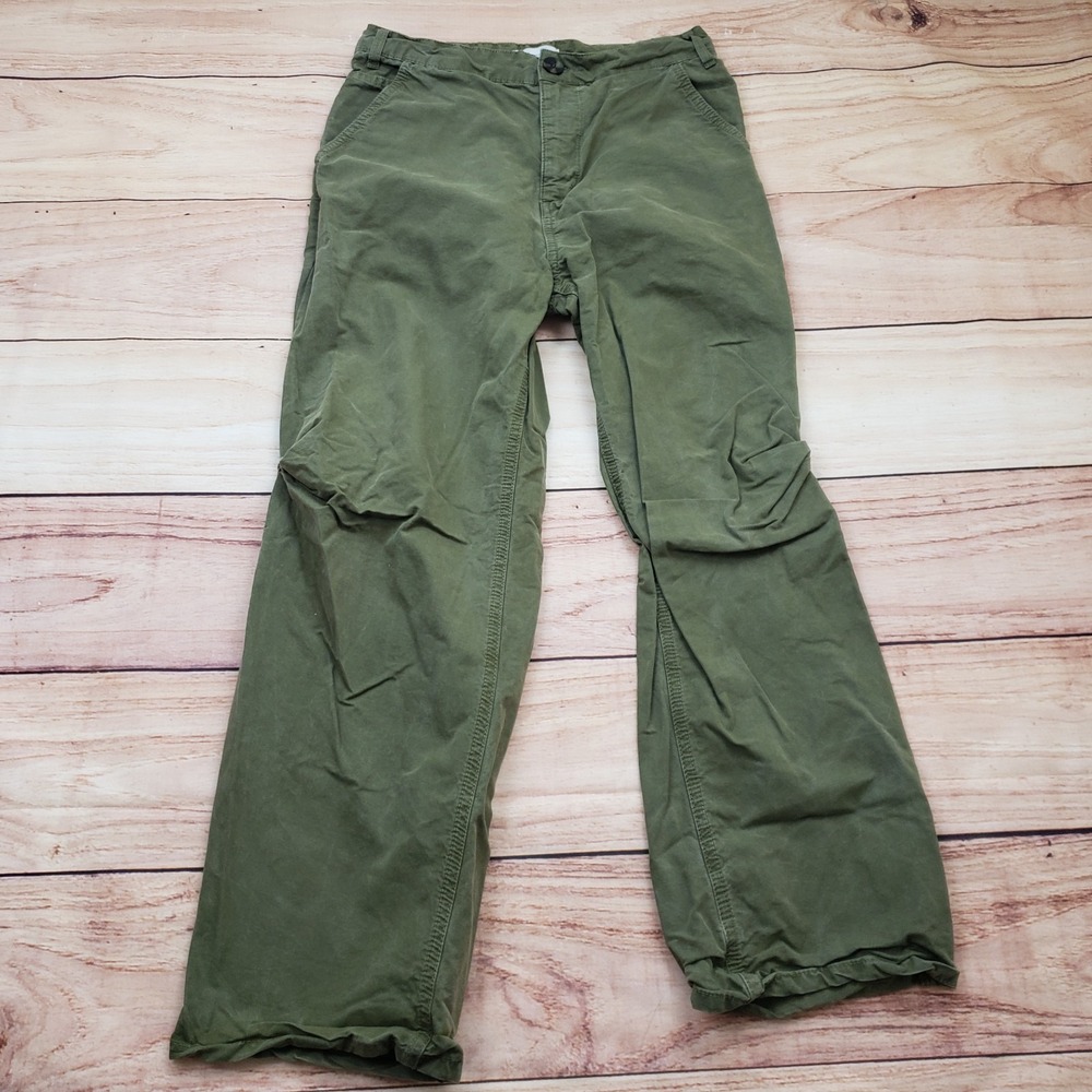 Zara Pants Womens 4 Green Straight Baggy Trousers Chino Military Ladies 29x27